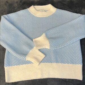 PINCH Blue and White Chevron Long Sleeve Crew Neck Sweater